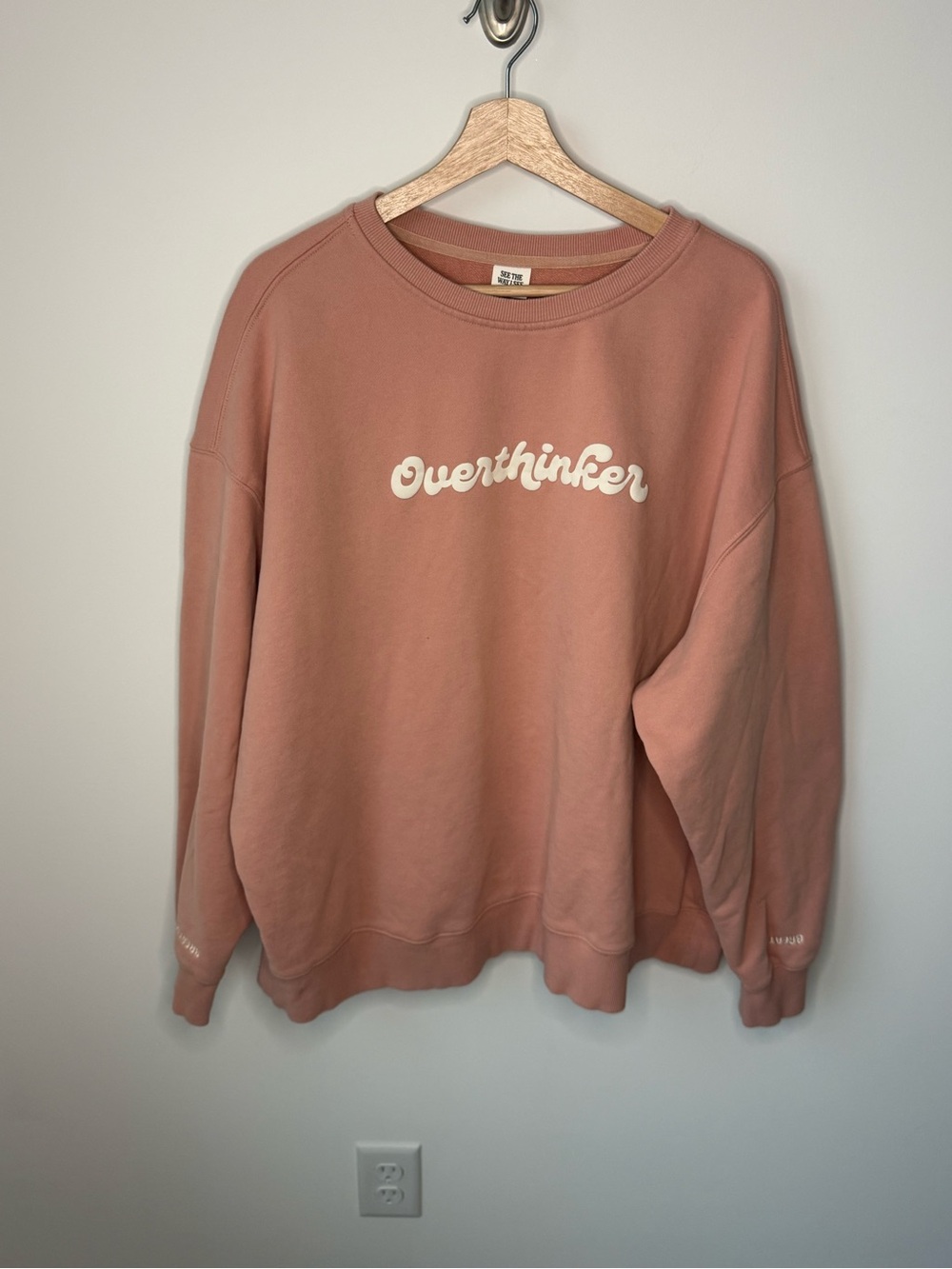 See the Way I See Overthinker Coral Crewneck Sweater | XL